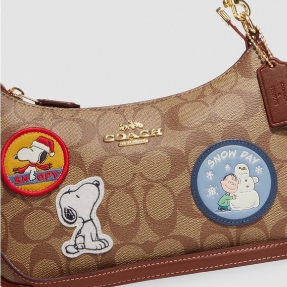 Coach X Peanuts Teri Shoulder Bag Signature Canvas Patches Crossbody - Picture 7 of 16